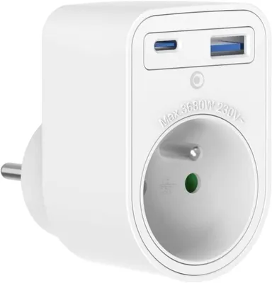 Immagine prodotto di Presa di rete europea + 2 porte USB A+C PD, bianca, Bigben