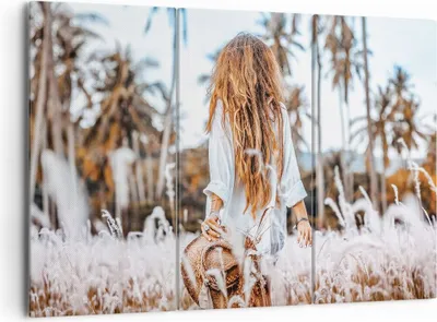 Produktbild von Bild auf Leinwand - Leinwandbild - 3 Teile - Wiese Frau Gras - 165x110cm - Wand Bild - Wanddeko - Wandbilder - Leinwanddruck - Bilder - Wanddekoration - Leinwand bilder - Wandbild - CE165x110-5115