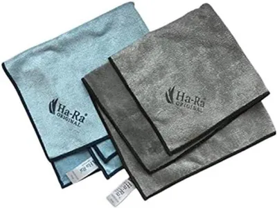 Produktbild von Ha-Ra Star-Tuch 2er Set blau & anthrazit I Mikrofaser Tuch für Oberflächen-Reinigung I Putztücher mit Saum in 40 x 40 cm I Hochleistungs-Mikrofaser I
