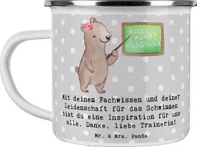 Produktbild von Mr. & Mrs. Panda Pott Schwimmen Trainerin Inspiration - Grau Pastell - Geschenk, Teetasse, Danke, für Schwimmtrainerin, Kaffeepott, Schwimmtrainer, Geschenkidee, Haferl