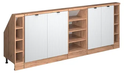 Produktbild von Küchenschrank für Dachschrägen Vicco R-Line Weiß Riffel 210 cm 5er Set, Model 60614