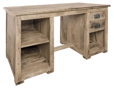 Immagine prodotto di MASSIVMOEBEL24 | scrivania in legno di Mango 140x80x76 sbiancato laccato RAILWAY