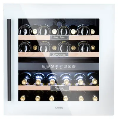 Produktbild von Klarstein Einbau-Weinkühlschrank, 2 Zonen Getränkekühlschrank Klein, Kleiner Weinschrank 85L, Wein-Kühlschrank Klein mit Glastür, Indoor/Outdoor Flaschenkühlschrank, Wine Fridge 36 Flaschen