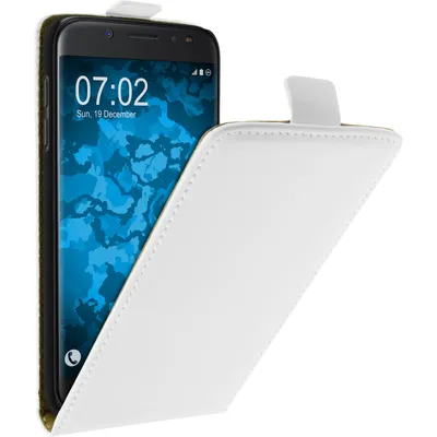 Produktbild von PhoneNatic Kunst-Lederhülle kompatibel mit Samsung Galaxy J5 2017 - Flip-Case weiß + 2 Schutzfolien
