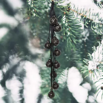Produktbild von Premium Weihnachtskugel Glas, schwarz glänzend - handgemacht in Indien, H.38cm