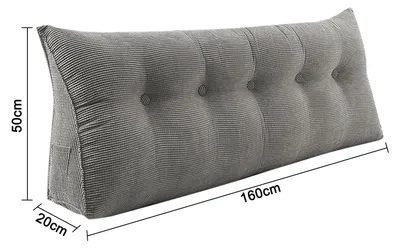Obrázok produktu pre Opieradlo na chrbát – Dlhé klinové vankúše 160 cm – Trojuhlový vankúš na čítanie do postele a na pohovku – Výplň z pamäťovej peny a bavlny – Odnímateľný a prateľný poťah – Jednofarebný