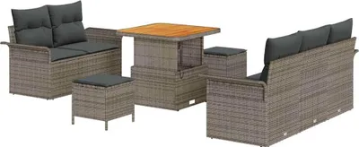 Image de Ensemble de canapé de jardin avec coussin 8 pcs Gris polyrotin