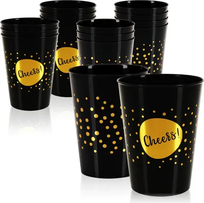 Produktbild von com-four® 16x Mehrweg Trinkbecher für Party, Camping und unterwegs - wiederverwendbar und spülmaschinengeeignet - Kunststoffglas - Plastikbecher - Festivalgeschirr - Wasserglas [Auswahl variiert]