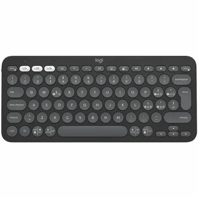 Produktbild von Logitech Pebble Keys 2 K380s, Mini, Kabellos, Bluetooth, Scherenschalter, QWERTY, Graphit