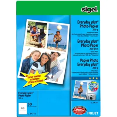 Produktbild von SIGEL IP711 Inkjet Fotopapier Everyday, hochglänzend, 200 g/m², A4, 50 Blatt