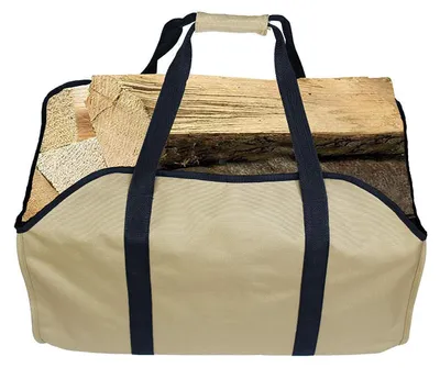 Zdjęcie produktu dla Torba transportowa z płótna do przenoszenia drewna kominkowego, żółta, o wymiarach 23 x 16 x 13 cali