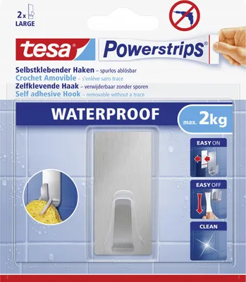 Produktbild von TESA 59779-00000, Drinnen, Handtuchhaken, Edelstahl, Edelstahl, Klebestreifen, 2 kg