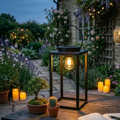Produktbild von Solar-Lichter BODHU LED Solar-Laterne 25,6cm IP44 Schwarz
