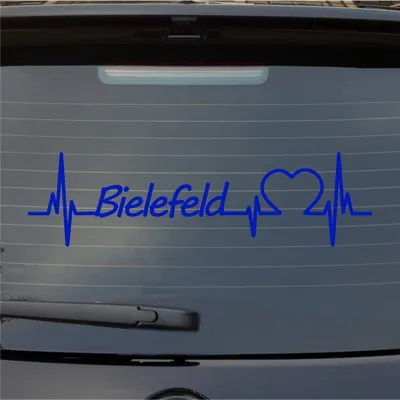 Produktbild von Heckscheibenaufkleber Bielefeld Herz Puls Stadt Liebe 55x15 cm Dunkelblau Auto Aufkleber Sticker