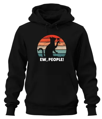 Zdjęcie produktu dla Bluza z kapturem "Katze Wein Retro Introvertiert Misanthrop", czarna, rozmiar XL