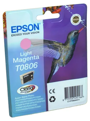 Produktbild von Epson T0806 Light Magenta Ink Cartridge, Helle Magenta, Tintenstrahl, 130 mm, 31 mm, 121 mm, 50 g
