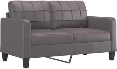 Imagen del producto de Sofá de dos plazas, pequeño sofá tapizado con patas de metal, estilo retro, ideal para apartamentos, salas de juegos o estudios, dimensiones: 158x77x80 cm, color gris, tapizado en cuero sintético