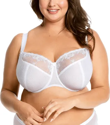 Produktbild von Gaia Dame Soft BH Stickerei Geblümt Cups Träger Unterwäsche 1027M Eve, weiß, 75K