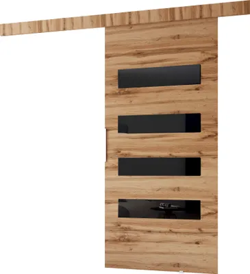 Produktbild von Minio, Schiebetür "CLEAN F", Zimmertür, 76 cm, Wotan Eiche / Schwarze Farbe