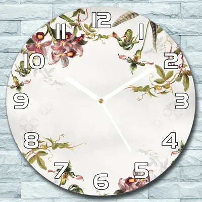 Produktbild von Wanduhr aus Glas Rund fi 30 Vintage Blumen Kunst Quarz Deko Schlafzimmer Büro