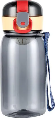 Produktbild von 400 ml kleine Wasserflasche mit weit geöffneten Deckeln und abnehmbarem Sieb, tragbarer transparenter Wasserbecher, auslaufsicherer Wasserkrug