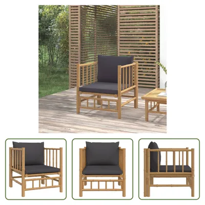 Produktbild von The Living Store Gartensessel mit Dunkelgrauen Kissen Bambus