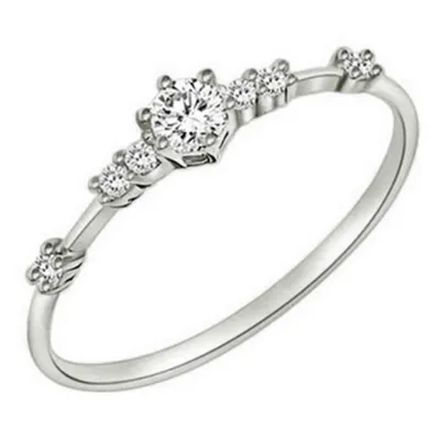 Produktbild von Frauen Mode Strass Intarsien Hochzeit Verlobung Fingerring Schmuck Geschenk-Silber,US 10
