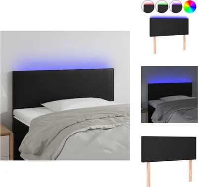 Image de vidaXL LED Tête de lit Noir 90x5x78/88 cm Similicuir - Tête & Pieds de lit