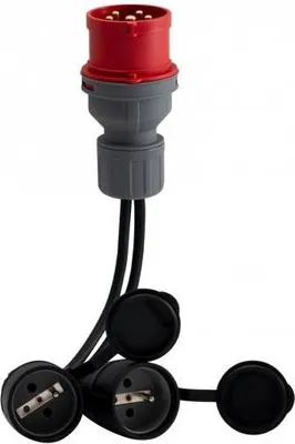 Produktbild von Reduzierstück - Netzstecker 16A/5P +2x OW 3x1,5mm2 0,25m +2x Gummibuchse F7.0125