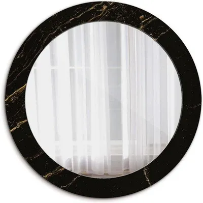 Produktbild von Famanu Wandspiegel Runde Form - Glatte Reflexion - Ø 70 cm - Schwarz Marmor