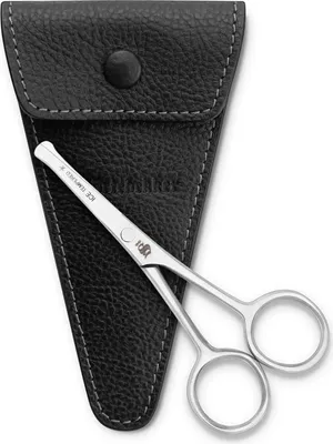 Produktbild von Störtebekker Bartschere Kurz - 4,5 Zoll / 11,4 cm - mit Echtleder Etui in Schwarz -  Germany, Solingen - Bart Schere rostfreier Edelstahl