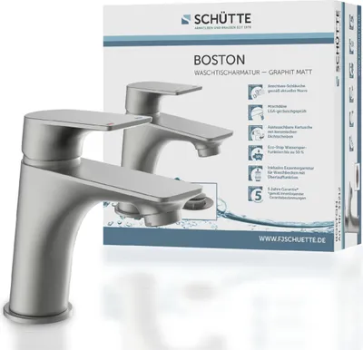 Produktbild von SCHÜTTE Waschtischarmatur BOSTON, Wasserhahn Bad mit Pop Up Ablaufgarnitur Waschbecken, Mischbatterie Waschbecken