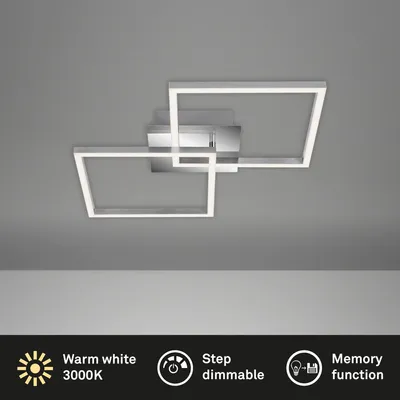 Image de Plafonnier LED BRILONER LEUCHTEN FRAME, 24 W, 2300 lm, IP20, chrome-alu, métal-plastique, intensité lumineuse variable, 62 x 36,8 x 7,3 cm