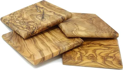 Produktbild von Olivenholz Untersetzer eckig 4er Set 8,5 cm