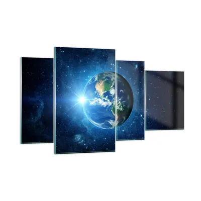 Produktbild von Bilder auf glas - Erde Universum Sterne Galaxie - 120x70cm - Glasbilder - Wandbilder - Kunstdruck - zum Aufhängen bereit - Wanddekoration aus Glas - Glas Bilder - Wandbild auf Glas - GDL120x70-2943