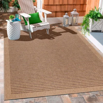 Obrázek produktu pro Koberceprodej24 Vnitřní venkovní koberec Flatweave Přírodní sisal vzhled odolný proti povětrnostním vlivům Obývací pokoj Balkon Kuchyně Terasa Skandinávský Boho Design Velikost 240x340 cm