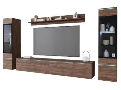 Produktbild von MINIO Wohnwand VEVE 2 hängend oder stehend,  4-teilig – Walnuss Villa