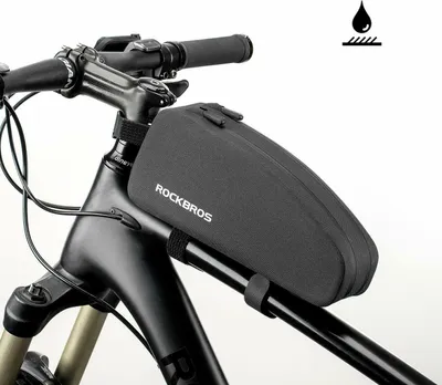 Immagine prodotto di ROCKBROS borsa per telaio di bicicletta con doppie cerniere borsa per tubo superiore 1L nero