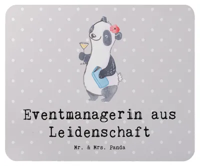 Produktbild von Mr. & Mrs. Panda Mouse Pad Eventmanagerin Leidenschaft - Grau Pastell - Geschenk, Witzig, Mousepad, pc, Spruch, mousematte, mausunterlage, Lustig, Beruf, Mauspad