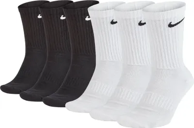 Produktbild von NIKE Uni 6er Pack Sportsocken - Everyday, Baumwolle Cushioned Crew, einfarbig Schwarz/Weiß 38-42