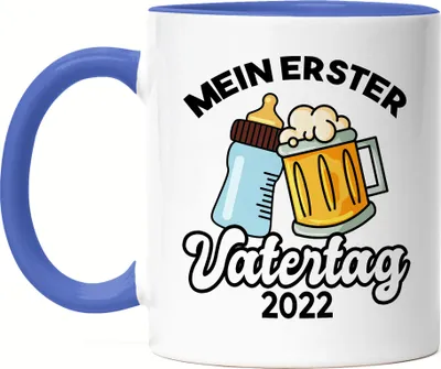 Produktbild von Mein erster Vatertag 2022 Tasse Blau 1. Vatertag Herrentag Lustig Spruch Geschenk Papa Kaffeetasse