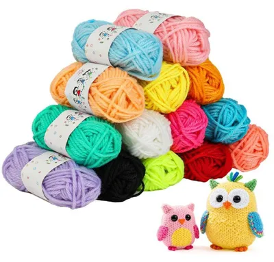 Immagine prodotto di Set di filato per uncinetto, 14 colori, 10 grammi per gomitolo, cotone, multicolore, ideale per principianti