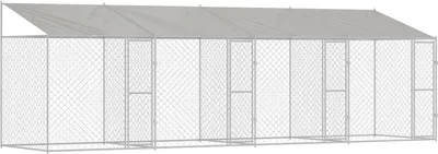 Produktbild von vidaXL Hundekäfig mit Dach Silber 800 x 200 x 256 cm Stahl und PE
