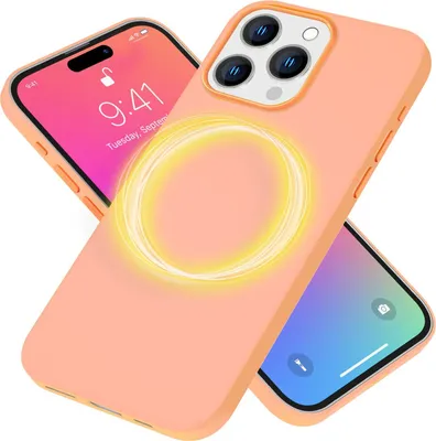 Obrázok produktu pre MagSafe puzdro pre iPhone 15 Pro Liquid Silicone Mobile Phone Case Magnetic Cover Protection Orange