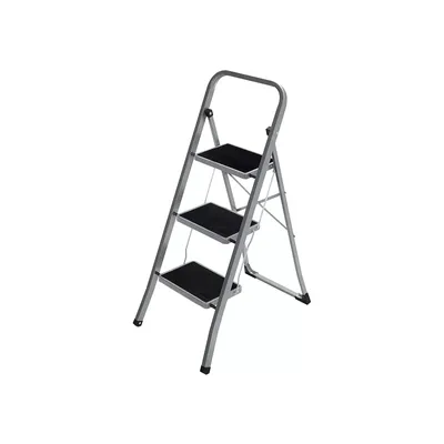 Immagine prodotto di In And OutdoorMatch Gradino pieghevole Garry - con 3 gradini - sgabello - scala - gradini larghi 20 cm - con tappetini in gomma antiscivolo - con maniglia di trasporto - caricabile fino a 150 kg - in acciaio - grigio/nero