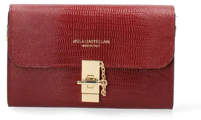 Image de Pochette Bandoulière Femme Cuir Imprimé Crocodile Rouge Fabrication Italienne ROSSO UNICA 23x13x5 cm