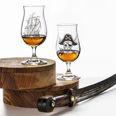 Produktbild von Likörgläser Rumgläser Schnapsgläser Kristallglas Bucaneer Piraten und Piratenschiff 190 ml 2er Set Bohemia Crystalex
