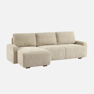 Produktbild von sweeek - 3-Sitzer Ecksofa Recamiere links mit Stoffbezug - Beige