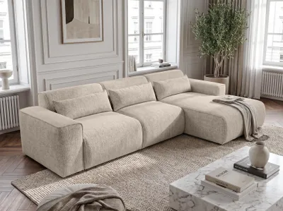 Produktbild von AX LIVING Wohnlandschaft mit Schlaffunktion Ruyam Sofa Creme 310 cm R
