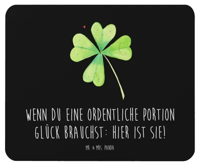 Produktbild von Mr. & Mrs. Panda Mousepad Blume Kleeblatt - Schwarz - Geschenk, Umzug, Glück, laptop, Garten, Neuanfang, Glücksbringer, Motivation, Mauspad, computer, Mouse Pad